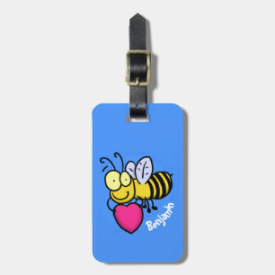 Étiquette À Bagage Belle abeille drôle avec dessin animé du coeur