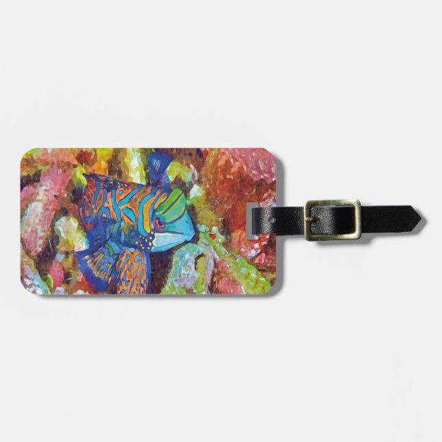 Étiquette À Bagage Belle aquarelle Mandarinfish Design (Devant horizontal)