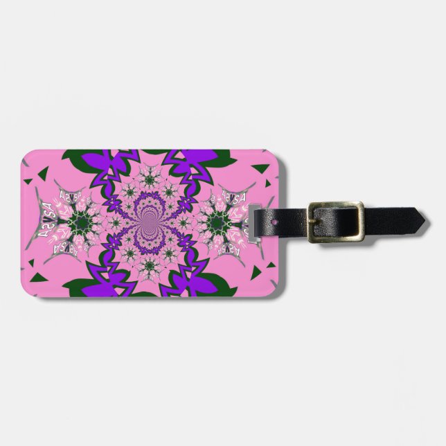 Étiquette À Bagage Belle Bébé rose Floral Purple Shade Motif Art (Devant horizontal)