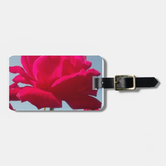 Étiquette À Bagage Belle belle Rose céleste rouge contre bleu (Devant horizontal)