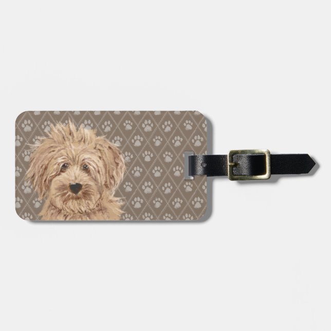 Étiquette À Bagage Belle copie de peinture de patte de chien d'amour (Devant horizontal)