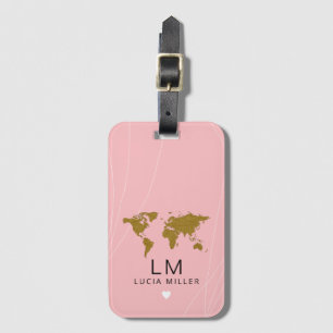 Étiquette À Bagage belle étiquette de voyage rose ROSE avec son nom
