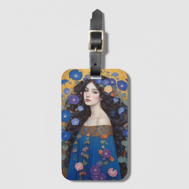 Étiquette À Bagage Belle Femme Aux Glories Du Matin (Devant Vertical)