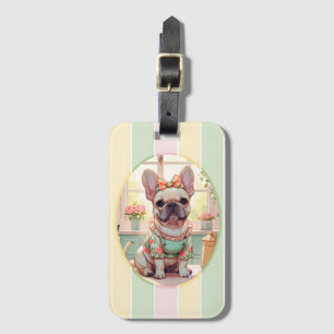 Étiquette À Bagage Belle French Bulldog Pastel Lines Cottagecore
