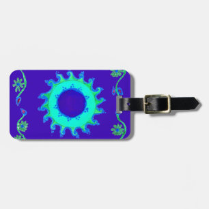 Étiquette À Bagage Belle Iridescente Blue Floral Art peinture à l'hui