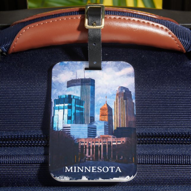 Étiquette À Bagage Belle Minneapolis Minnesota Skyline (Insitu Rectoal 2)