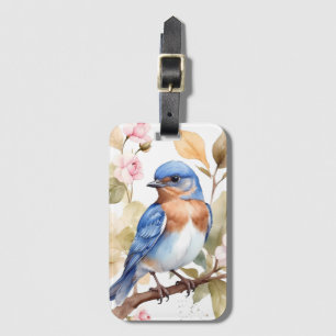 Étiquette À Bagage Belle peinture à l'aquarelle de Bluebird