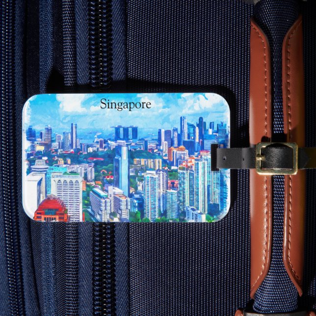 Étiquette À Bagage Belle Singapour Asie Panorama Vue (Insitu Rectoal 4)