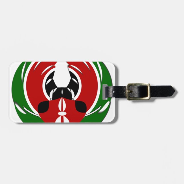 Étiquette À Bagage Belle Tapisserie kenyane : Drapeau kényan Papillon (Devant horizontal)