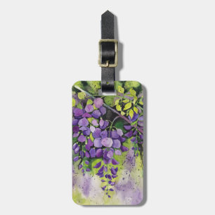 Étiquette À Bagage Belles Fleurs De Wisteria En Aquarelle