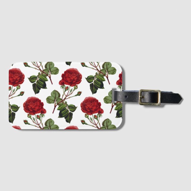 Étiquette À Bagage Belles Roses Rouges (Devant Horizontal)