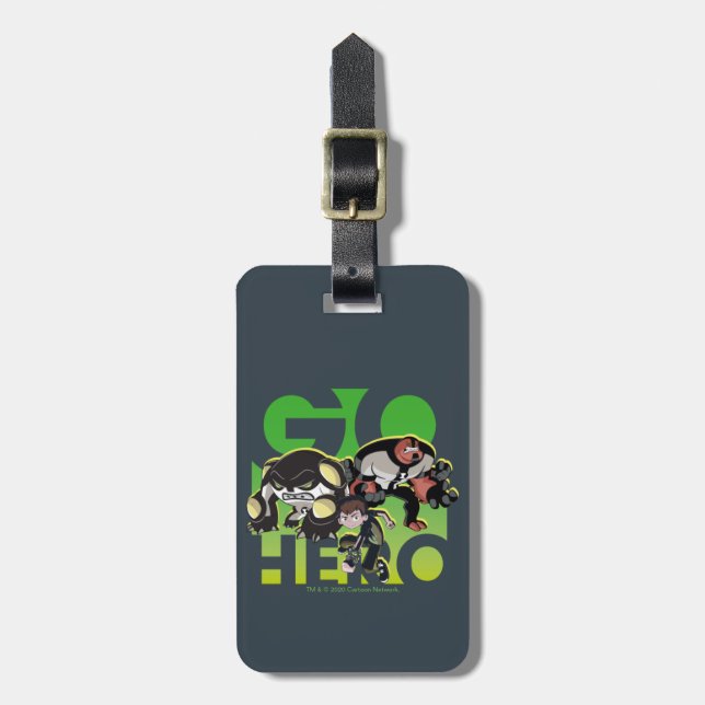 Étiquette À Bagage Ben Tennyson, Cannonbolt et Four Arms - Go Hero (Devant Vertical)