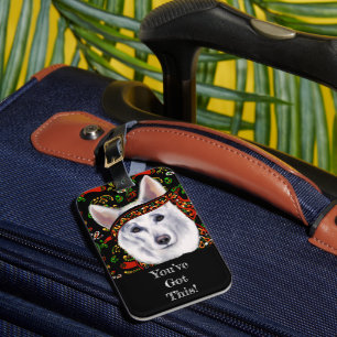 ÉTIQUETTE À BAGAGE BERGER ALLEMAND BLANC   MEXIQUE   