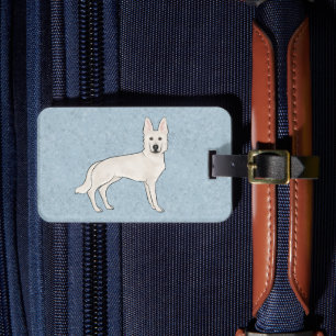 Étiquette À Bagage Berger Blanc Suisse Blanc GSD Chien de Dessin Anim