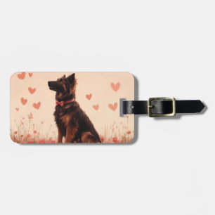 Étiquette À Bagage Berger d'Anatolie avec des Roses - Saint-Valentin