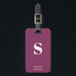 Étiquette À Bagage Berry de prune violette Nom Monogramme Élégante Ma<br><div class="desc">Purple Plum Berry Monogramme Nom Élégant panier à écrire Balise pour vos voyages et vacances,  customisez ce sac élégant l'étiqueter avec votre propre monogramme initial et nom.</div>