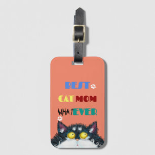 Étiquette À Bagage Best Cat Mom Ever grumpy cat drôle de texte dessin