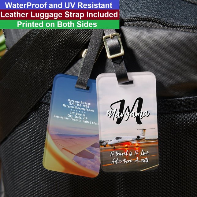 Étiquette À Bagage Best Initial Name | Waterproof Travel Monogram (Best Luggage Tag
)