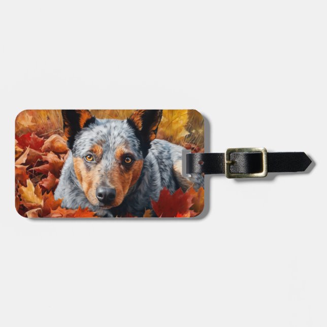 Étiquette À Bagage Bétail australien en automne Feuilles automne Insp (Devant horizontal)