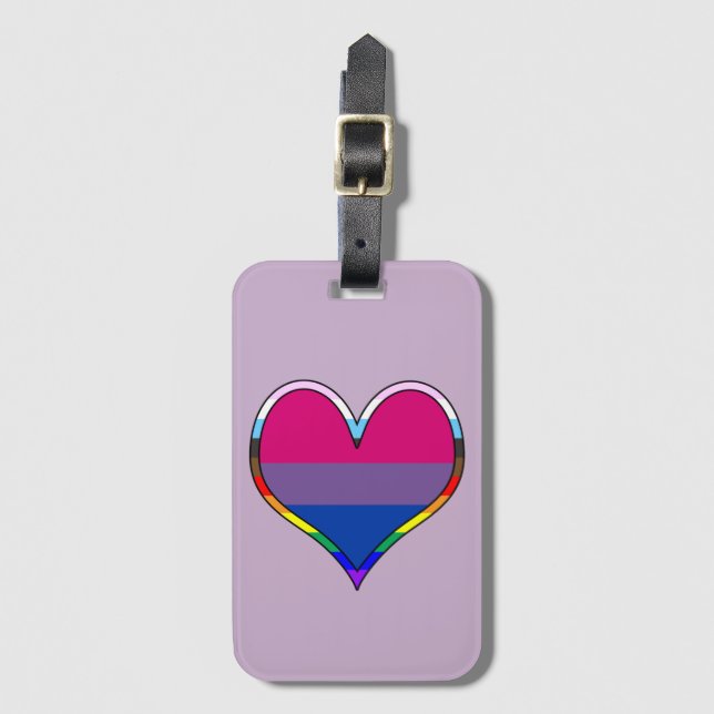 Étiquette À Bagage Bi Pride Coeur (Devant Vertical)