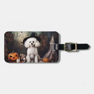 Étiquette À Bagage Bichon Frisé Citrouilles Halloween Épouvantable