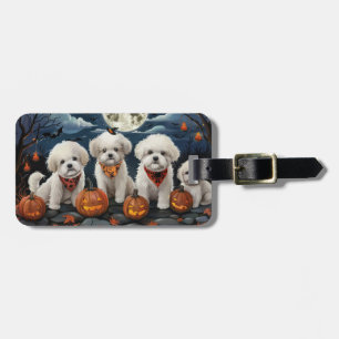 Étiquette À Bagage Bichon Frise Halloween Éffrayant
