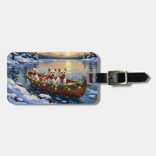 Étiquette À Bagage Bichon Frise Noël Bateau Fêtes