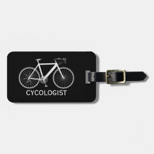 Étiquette À Bagage Bicyclette blanche sur fond noir