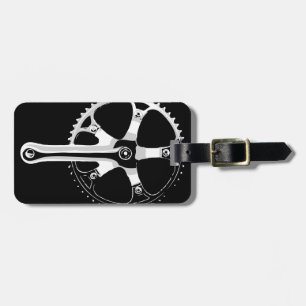 Étiquette À Bagage Bicyclette Crankset - blanc de Pista sur le noir