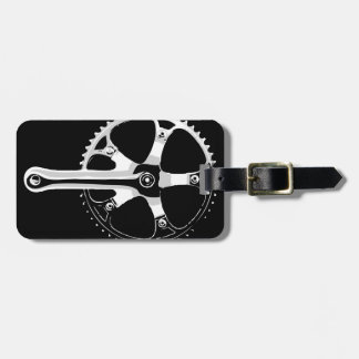 Étiquette À Bagage Bicyclette Crankset - blanc de Pista sur le noir