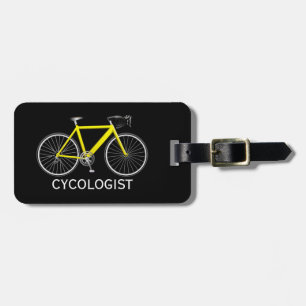 Étiquette À Bagage Bicyclette jaune sur fond noir
