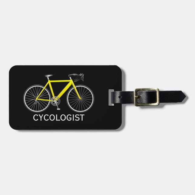 Étiquette À Bagage Bicyclette jaune sur fond noir (Devant horizontal)