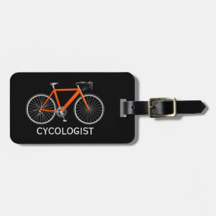 Étiquette À Bagage Bicyclette orange sur fond noir