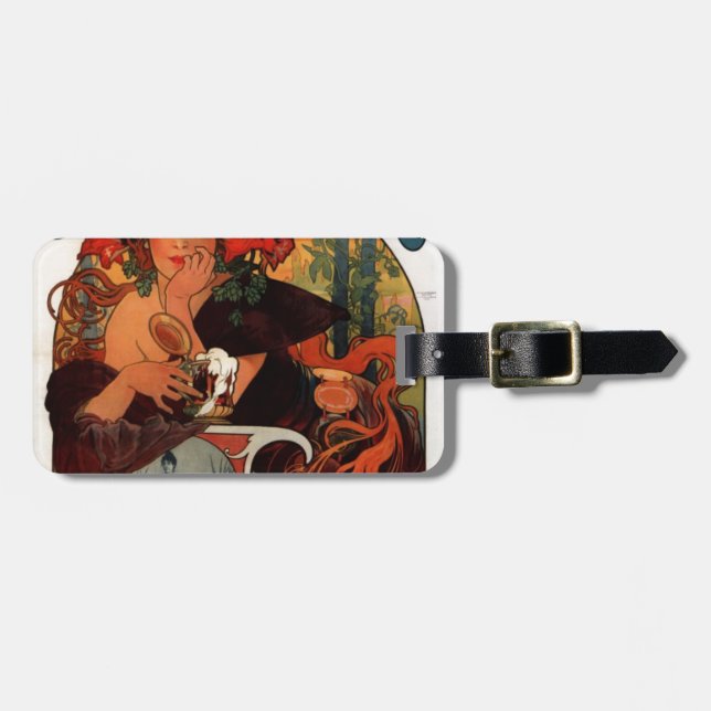 Étiquette À Bagage Bière de la Meuse par Alphonse Mucha (Devant horizontal)