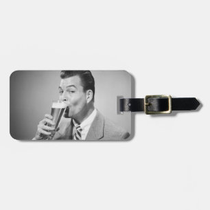 Étiquette À Bagage Bière potable d'homme d'affaires