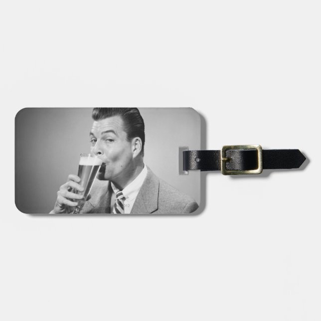 Étiquette À Bagage Bière potable d'homme d'affaires (Devant horizontal)
