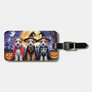 Étiquette À Bagage Biewer Terrier Chiens Citrouille Halloween Funny