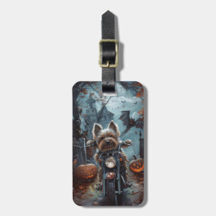 Étiquette À Bagage Biewer Terrier équitation Moto Halloween Effrayer