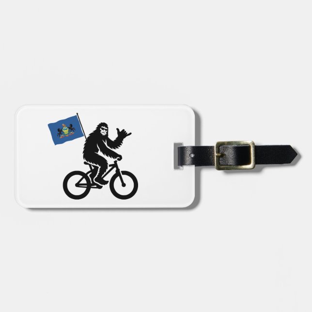 Étiquette À Bagage Bigfoot Cyclisme Drapeau de Pennsylvanie (Devant horizontal)