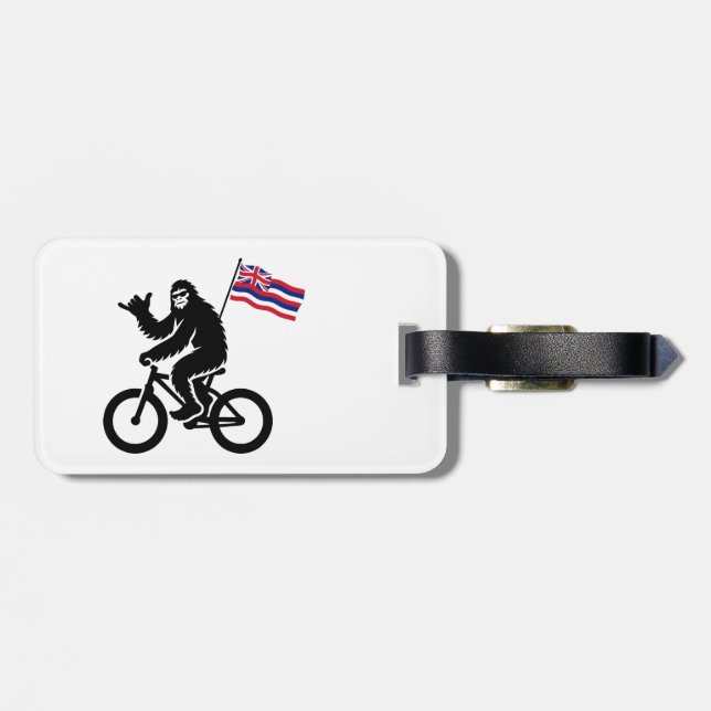 Étiquette À Bagage Bigfoot Cyclisme Drapeau d'Hawaii (Dos horizontal)