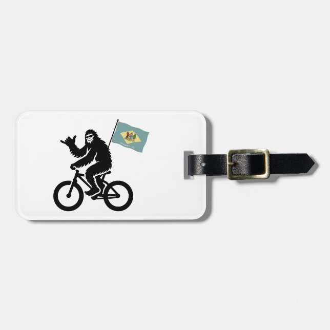 Étiquette À Bagage Bigfoot Cyclisme Drapeau du Delaware (Devant horizontal)