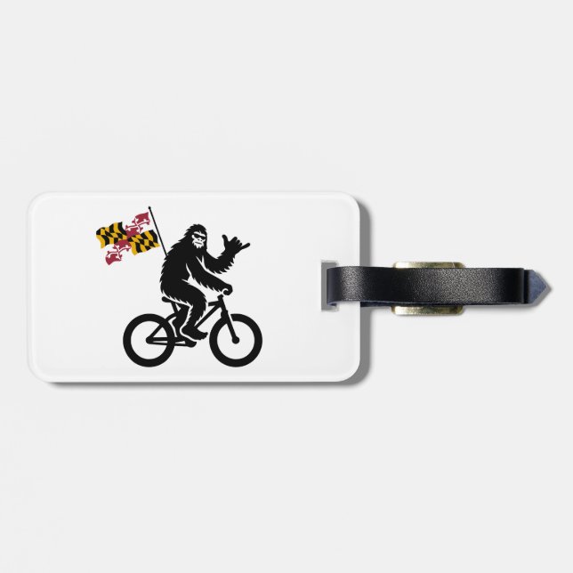 Étiquette À Bagage Bigfoot Cyclisme Drapeau du Maryland (Dos horizontal)