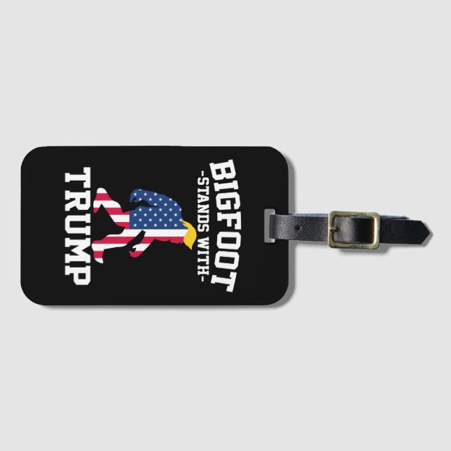 Étiquette À Bagage Bigfoot soutient Trump Élections 2024 (Devant Horizontal)