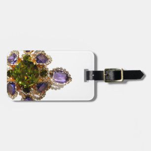 Étiquette À Bagage Bijoux de diamants d'améthyste violette et d'émera
