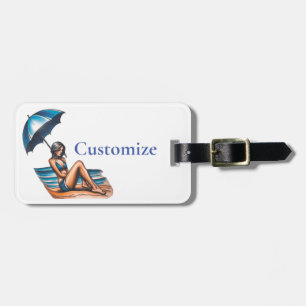 Étiquette À Bagage Bikini Girl Beach Napping Thunder_Cove