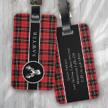 Étiquette À Bagage Bison de cerfs plaqué Monogramme noir rouge<br><div class="desc">Offrez-vous vos bagages grâce à ce design personnalisé qui conviendra parfaitement aux voyageurs</div>