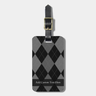 Étiquette À Bagage Black and charcoal Gray Argyle