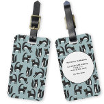 Étiquette À Bagage Black and White Tuxedo Cats Custom Name<br><div class="desc">Cute black and white tuxedo cats going about their business. A fun pattern on a mid blue background.
Change the text on the back with your own details.</div>
