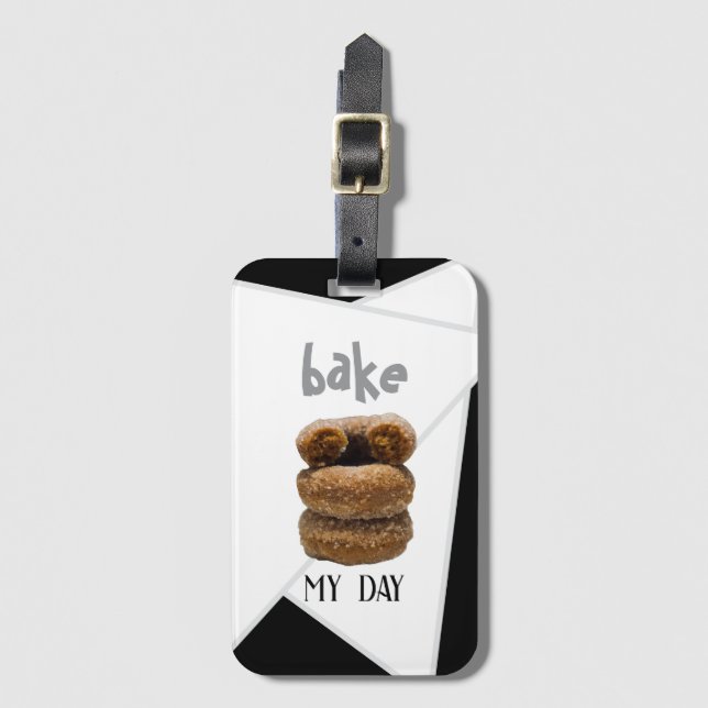 Étiquette À Bagage Black Bake My Day (Devant Vertical)