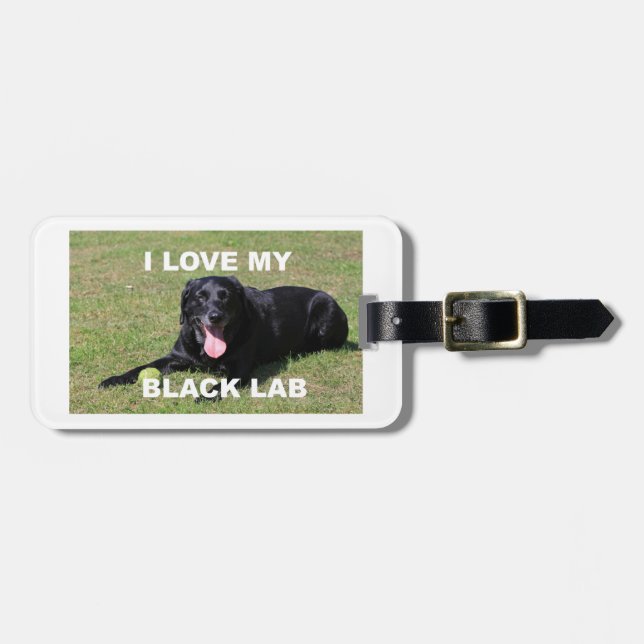 Étiquette À Bagage black lab love w pic (Devant horizontal)